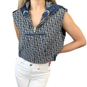 Christian Dior Vintage 2000 Trotter Monogram Denim Vest #42 Hoodie [105267]